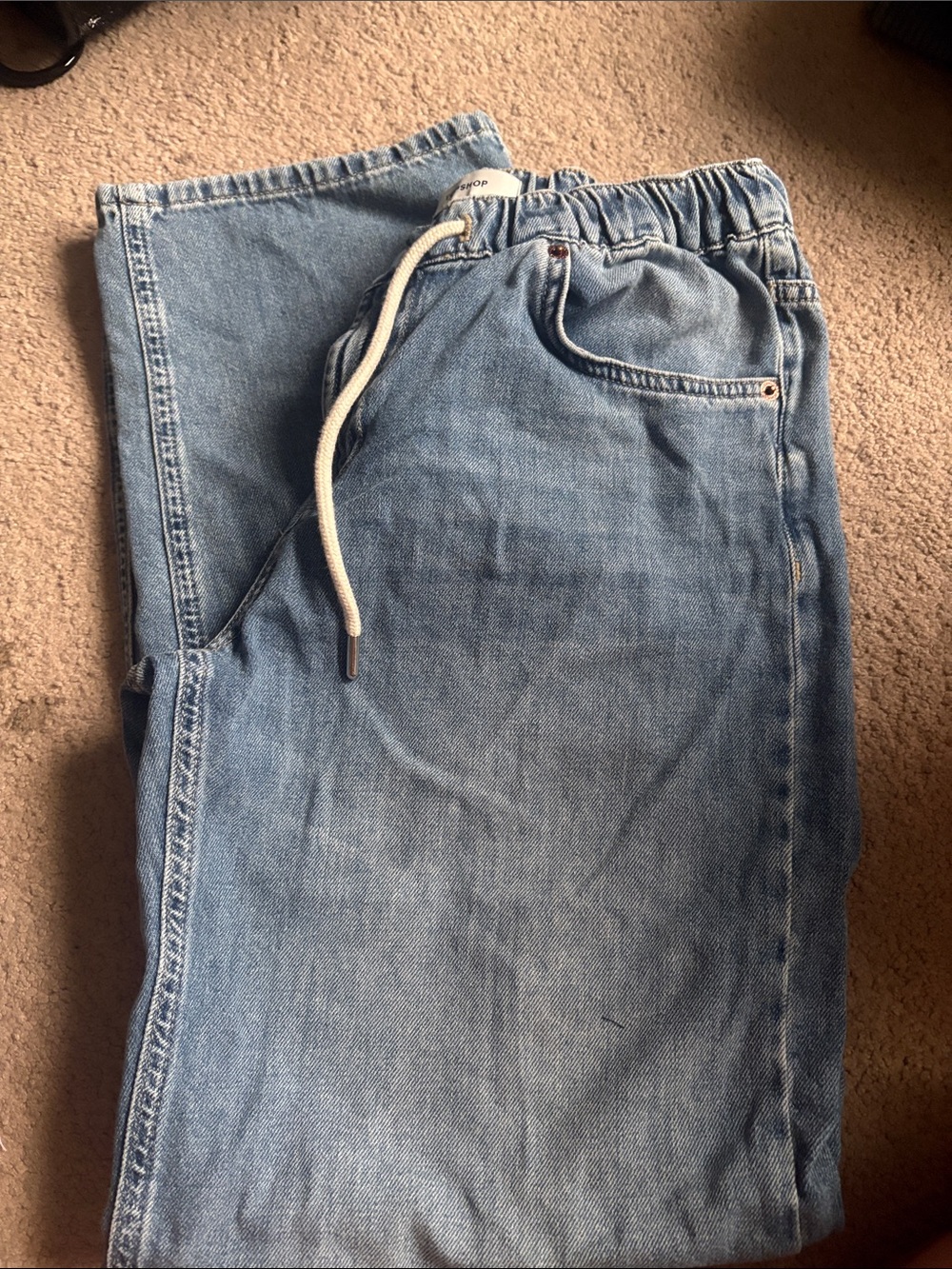 Topshop Light Blue Relaxed Denim Joggers